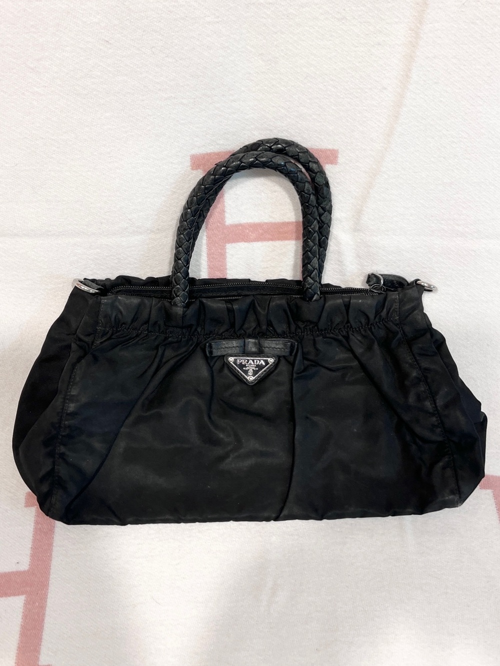 PRADA⭐️ Nylon and leather Bow Bag! Top-Handle Bag!